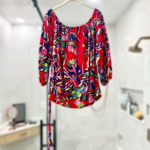 Vibrant Red Floral Women's Top